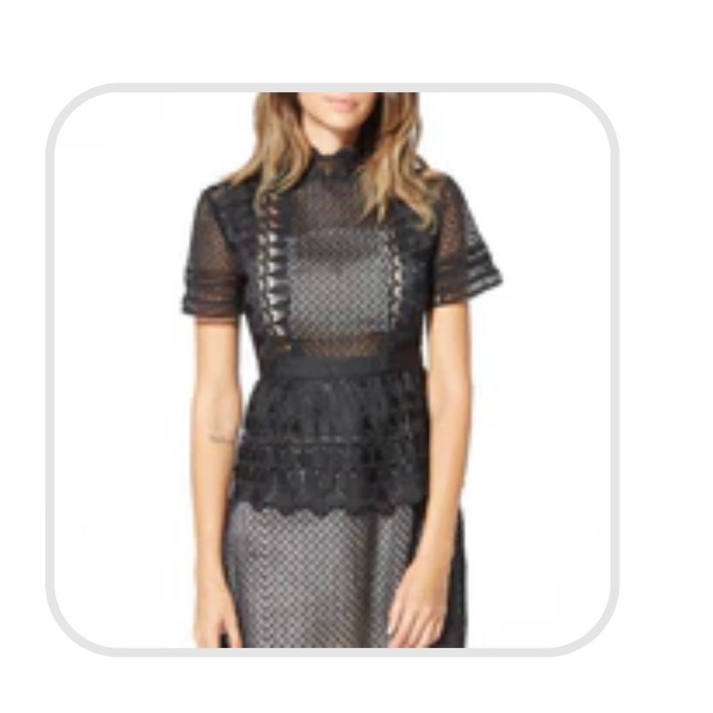 Black Lace Short Sleeve Midi Dress